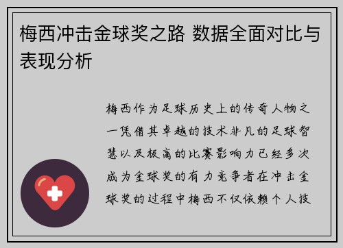 梅西冲击金球奖之路 数据全面对比与表现分析